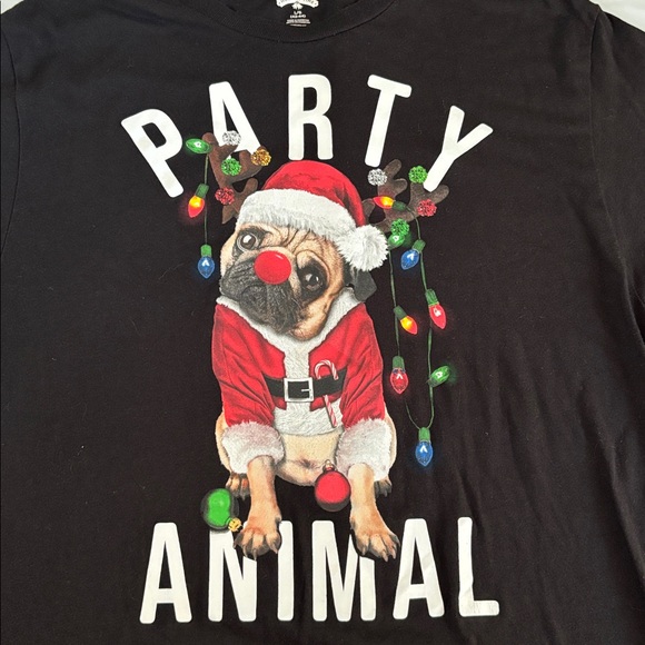 Holiday Time Christmas “Party Animal” Pug Graphic Tee Red Sz L - Picture 3 of 6